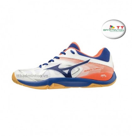 Giày cầu lông Mizuno Wave Smash 5 - Trắng cam