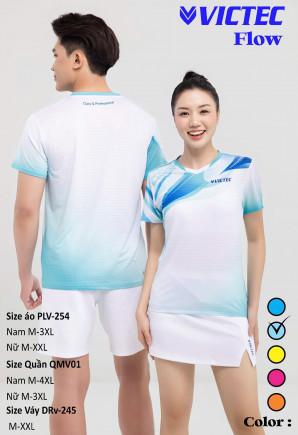 Áo cổ tròn Victec PLV254 - Trắng xanh - Nam